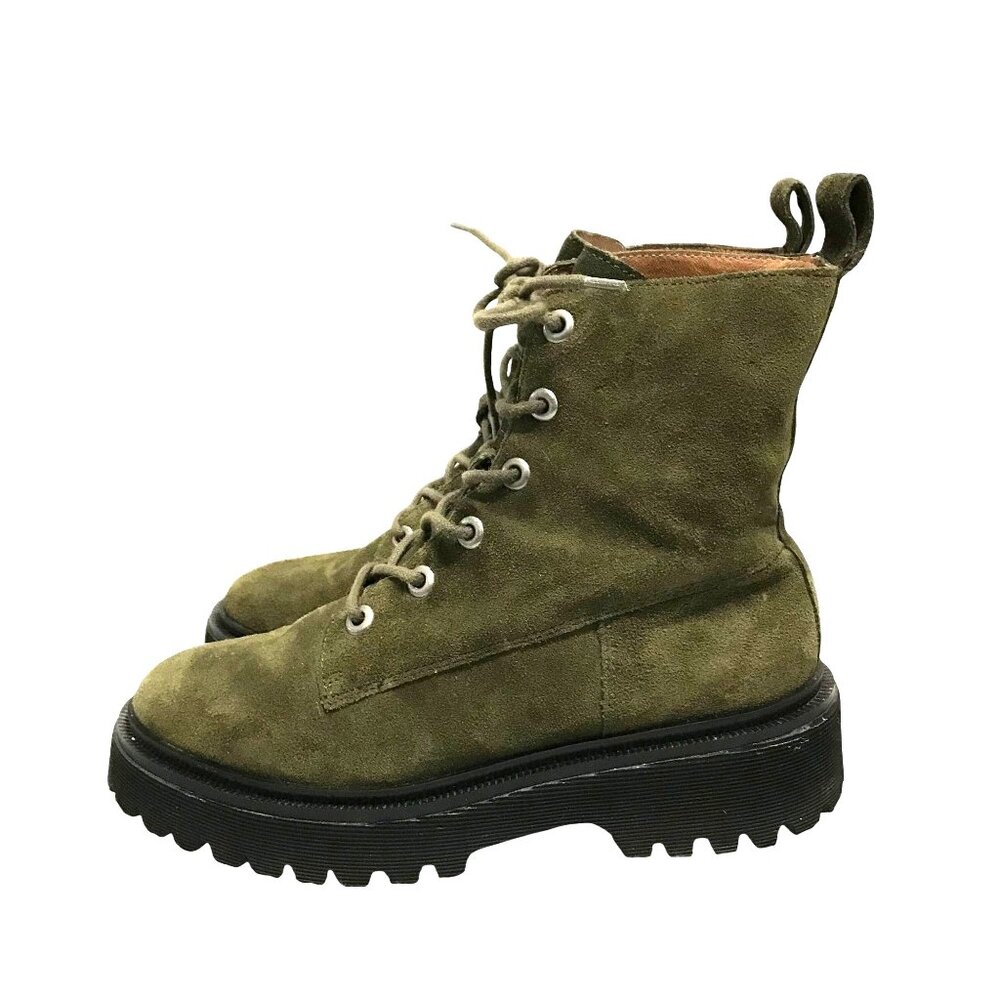 MADEWELL Womens 7.5 Green Suede Ankle Boots Lug Sole MSR $198 - Picture 9 of 12